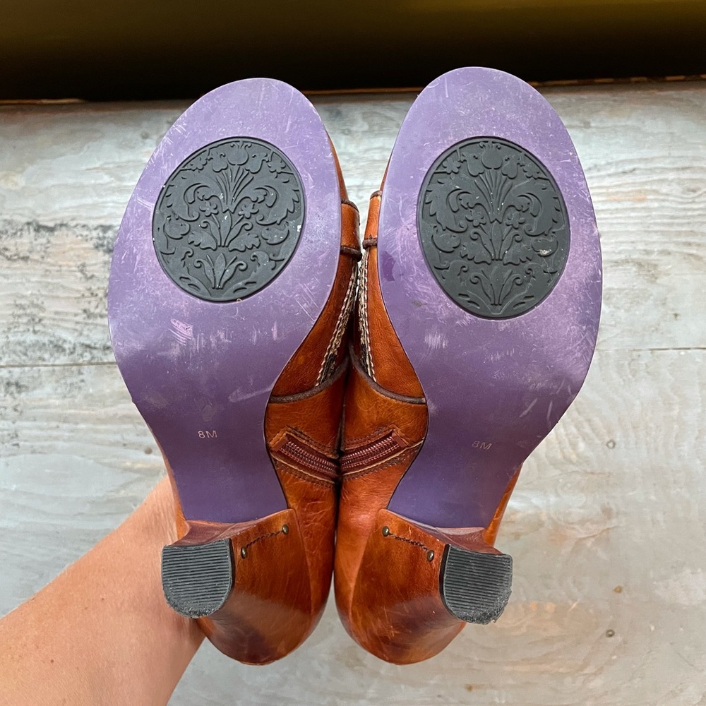 Women's Tan Leather Ankle Booties with Decorative Straps - Picture 8 of 8